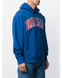 Sweat à capuche imprimé bleu Tommy Jeans