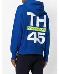 Sweat à capuche imprimé bleu Tommy Jeans