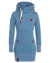 Sweat à capuche imprimé bleu Naketano
