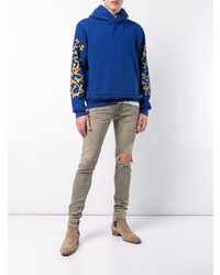 Sweat à capuche imprimé bleu Amiri