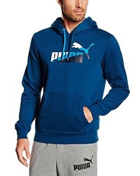 Sweat à capuche imprimé bleu Puma