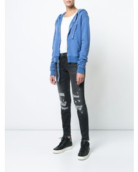 Sweat à capuche imprimé bleu Greg Lauren