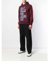 Sweat à capuche imprimé bordeaux Undercover