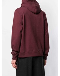 Sweat à capuche imprimé bordeaux Undercover