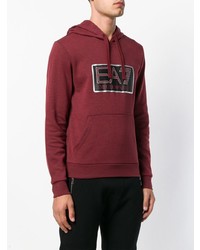 Sweat à capuche imprimé bordeaux Ea7 Emporio Armani