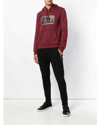 Sweat à capuche imprimé bordeaux Ea7 Emporio Armani