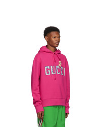 Sweat à capuche imprimé fuchsia Gucci