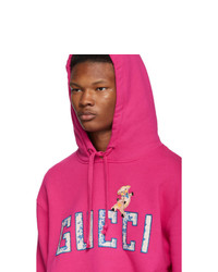 Sweat à capuche imprimé fuchsia Gucci