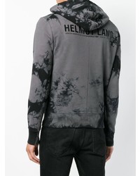 Sweat à capuche imprimé gris foncé Helmut Lang