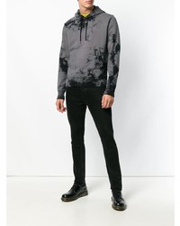 Sweat à capuche imprimé gris foncé Helmut Lang