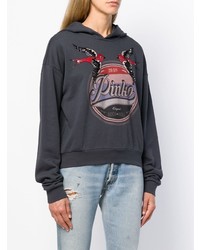 Sweat à capuche imprimé gris foncé Pinko