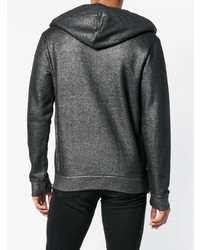 Sweat à capuche imprimé gris foncé Balmain