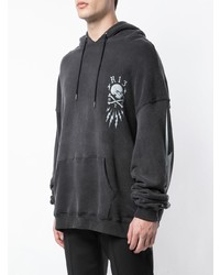 Sweat à capuche imprimé gris foncé R13