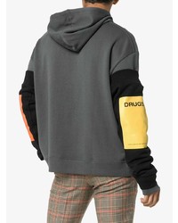 Sweat à capuche imprimé gris Raf Simons