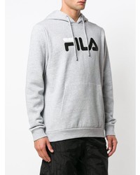 Sweat à capuche imprimé gris Fila