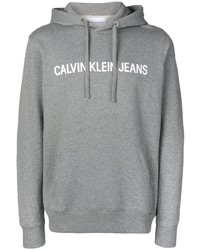 Sweat à capuche imprimé gris Calvin Klein Jeans