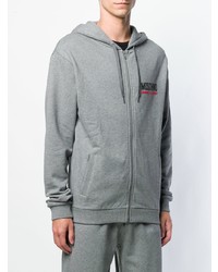 Sweat à capuche imprimé gris Moschino