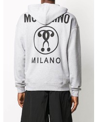 Sweat à capuche imprimé gris Moschino