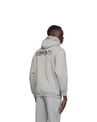 Sweat à capuche imprimé gris Vetements