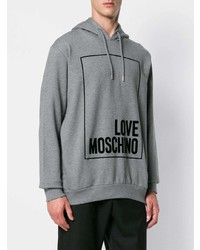 Sweat à capuche imprimé gris Love Moschino