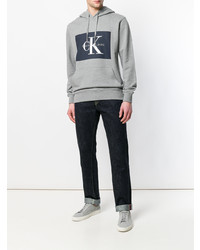Sweat à capuche imprimé gris Calvin Klein Jeans