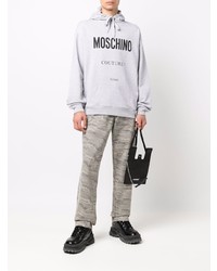 Sweat à capuche imprimé gris Moschino