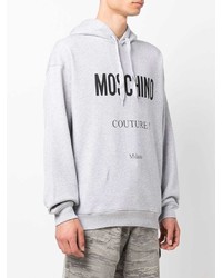 Sweat à capuche imprimé gris Moschino