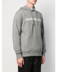 Sweat à capuche imprimé gris Calvin Klein Jeans