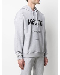 Sweat à capuche imprimé gris Moschino