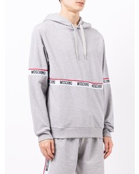 Sweat à capuche imprimé gris Moschino