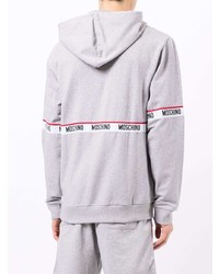 Sweat à capuche imprimé gris Moschino