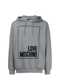 Sweat à capuche imprimé gris Love Moschino