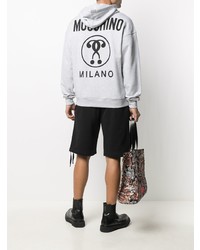 Sweat à capuche imprimé gris Moschino