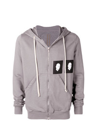 Sweat à capuche imprimé gris Rick Owens DRKSHDW