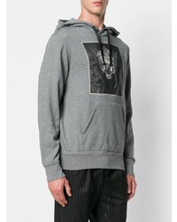 Sweat à capuche imprimé gris Alexander McQueen