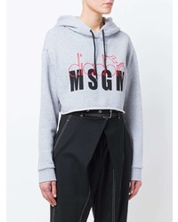 Sweat à capuche imprimé gris MSGM