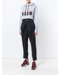 Sweat à capuche imprimé gris MSGM