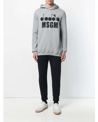 Sweat à capuche imprimé gris MSGM