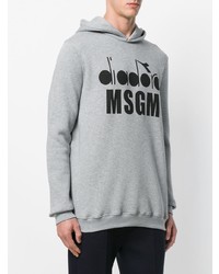 Sweat à capuche imprimé gris MSGM