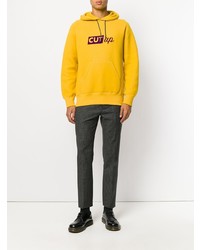 Sweat à capuche imprimé jaune Sacai