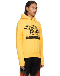 Sweat à capuche imprimé jaune DSQUARED2