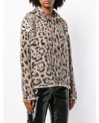 Sweat à capuche imprimé léopard marron clair Laneus