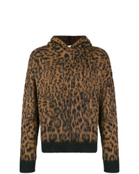 Sweat à capuche imprimé léopard marron Laneus