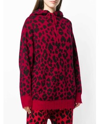 Sweat à capuche imprimé léopard rouge R13