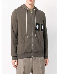 Sweat à capuche imprimé marron Rick Owens DRKSHDW