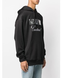 Sweat à capuche imprimé noir et argenté Moschino