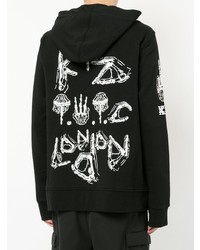 Sweat à capuche imprimé noir et blanc Ktz