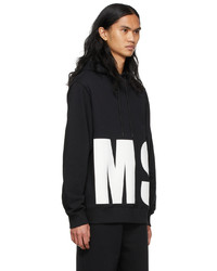 Sweat à capuche imprimé noir et blanc MSGM