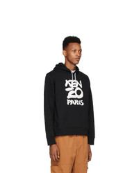 Sweat à capuche imprimé noir et blanc Kenzo