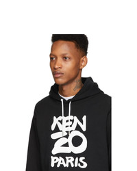 Sweat à capuche imprimé noir et blanc Kenzo